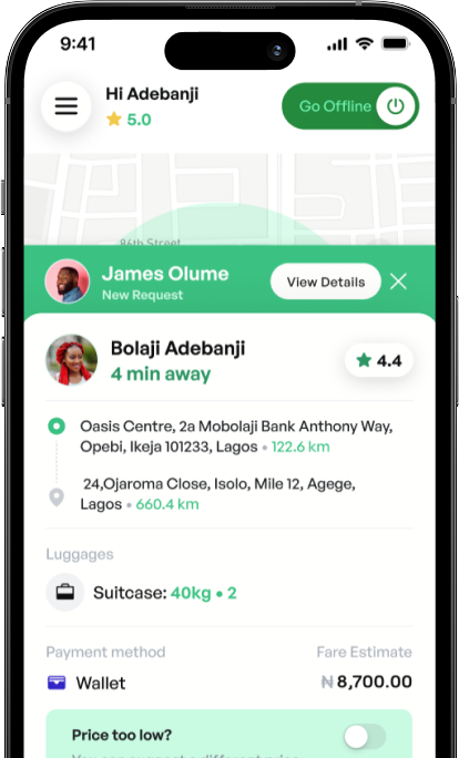 image of a mobile phone showing cruz booking platform