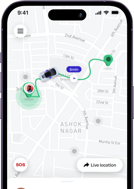 phone show cruz ride mobile app with the map feature